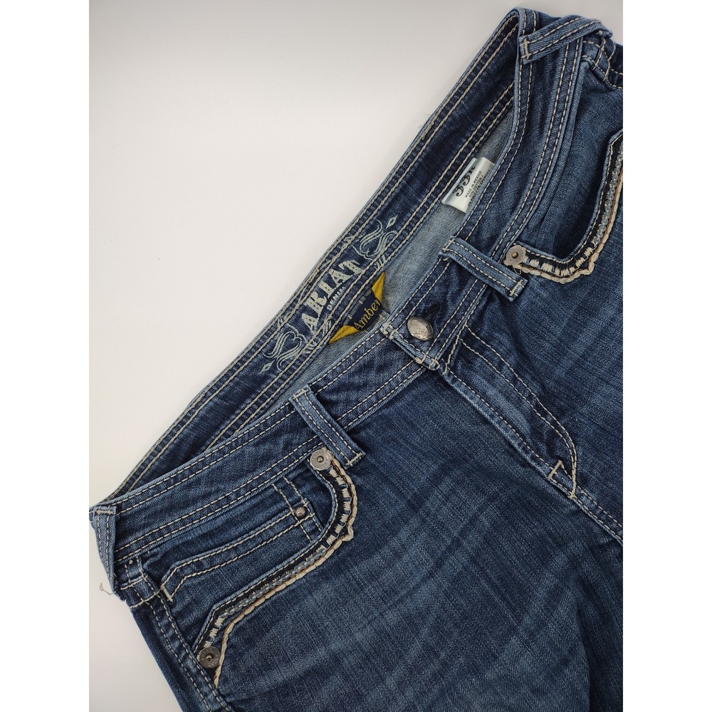 Ariat Amber Low Rise Bootcut Jeans Medium Wash Embroidered Sequin 33R Womens